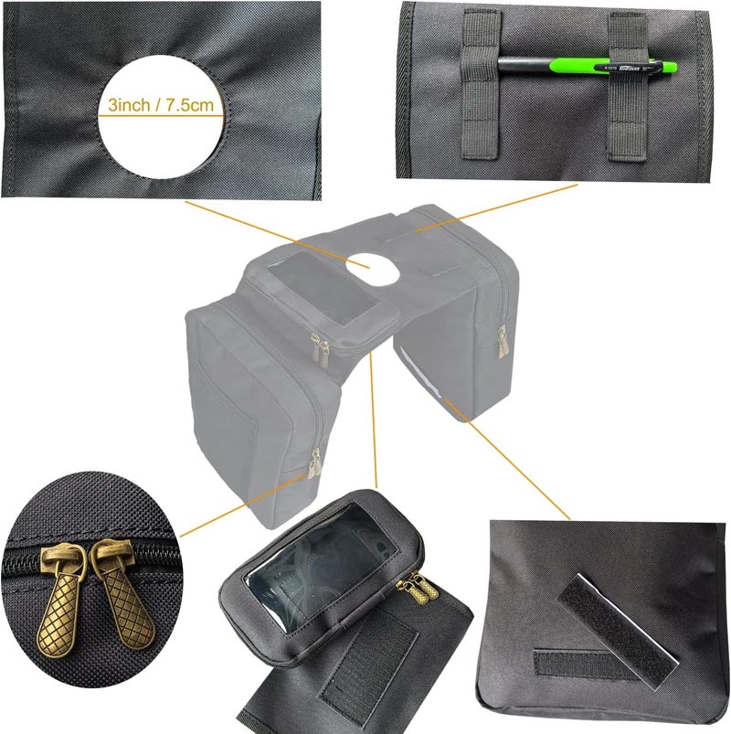 Vanlison ATV Tank Bag Saddle Bag Waterproof Motorcycle Bag Compatible with Snowmobile Sportsman Scrambler FourTrax Grizzly UTV Hanging Storage Bag Black - Image 5